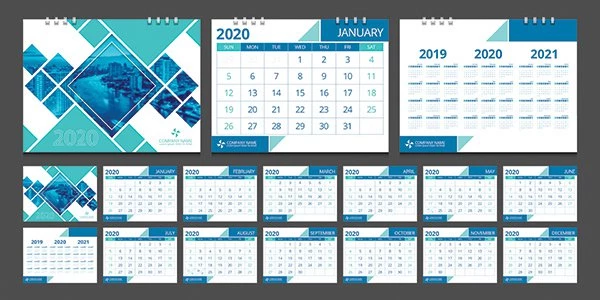 Mẫu thiết kế lịch để bàn 2020 sang trọng