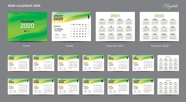 Lịch để bàn vector năm 2020 thiết kế đẹp