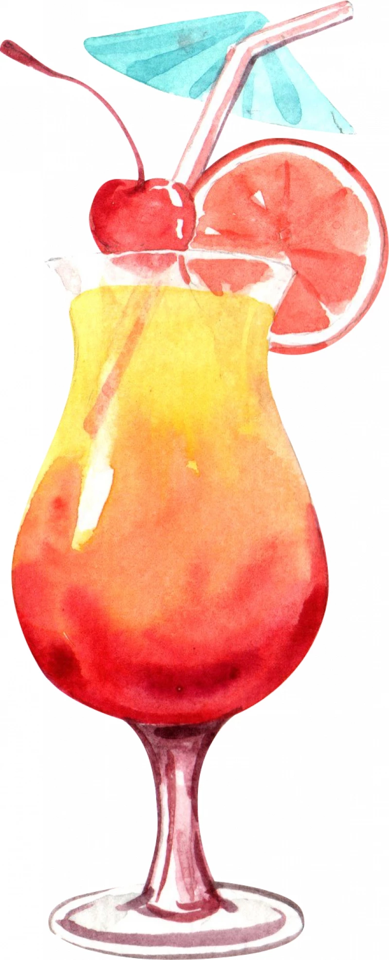 Hình ảnh vẽ tay ly cocktail nước ép trái cây - PNG