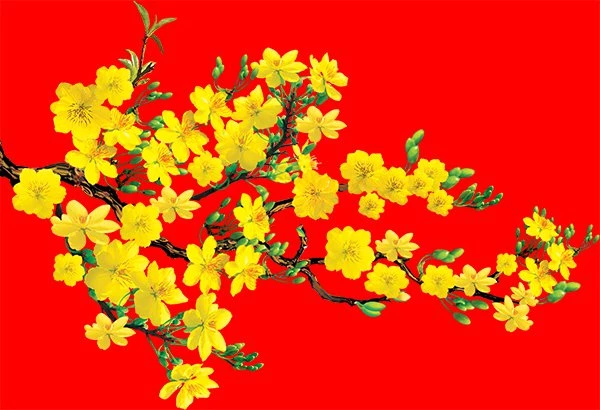 Photoshop Cành Hoa Mai Vàng đẹp trang trí Tết File PSD