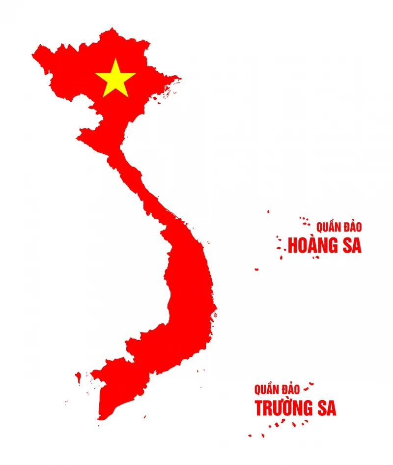 Vector bản đồ Việt Nam gồm quần đảo Hoàng Sa, Trường Sa