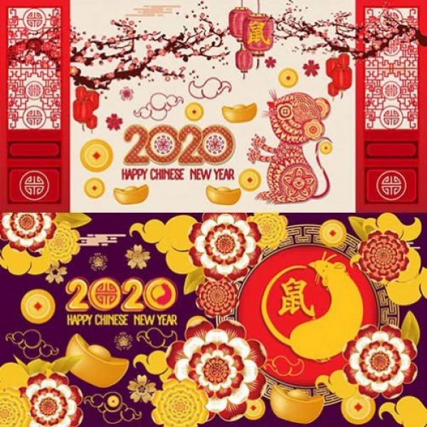 Vector banner trang trí Tết background năm mới Canh Tý 2020 #2