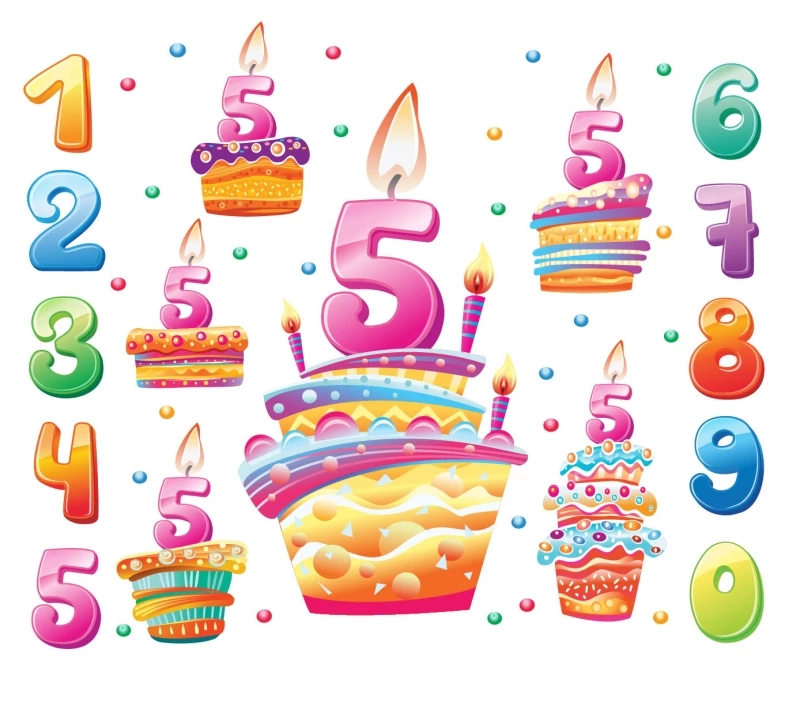 Vector các chữ số nến trang trí mừng sinh nhật