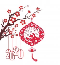 Vector background banner Tết Canh Tý 2020 đẹp file CDR CorelDraw. con chuột, hoa đào, cành hoa đào, canh tý, năm mới,